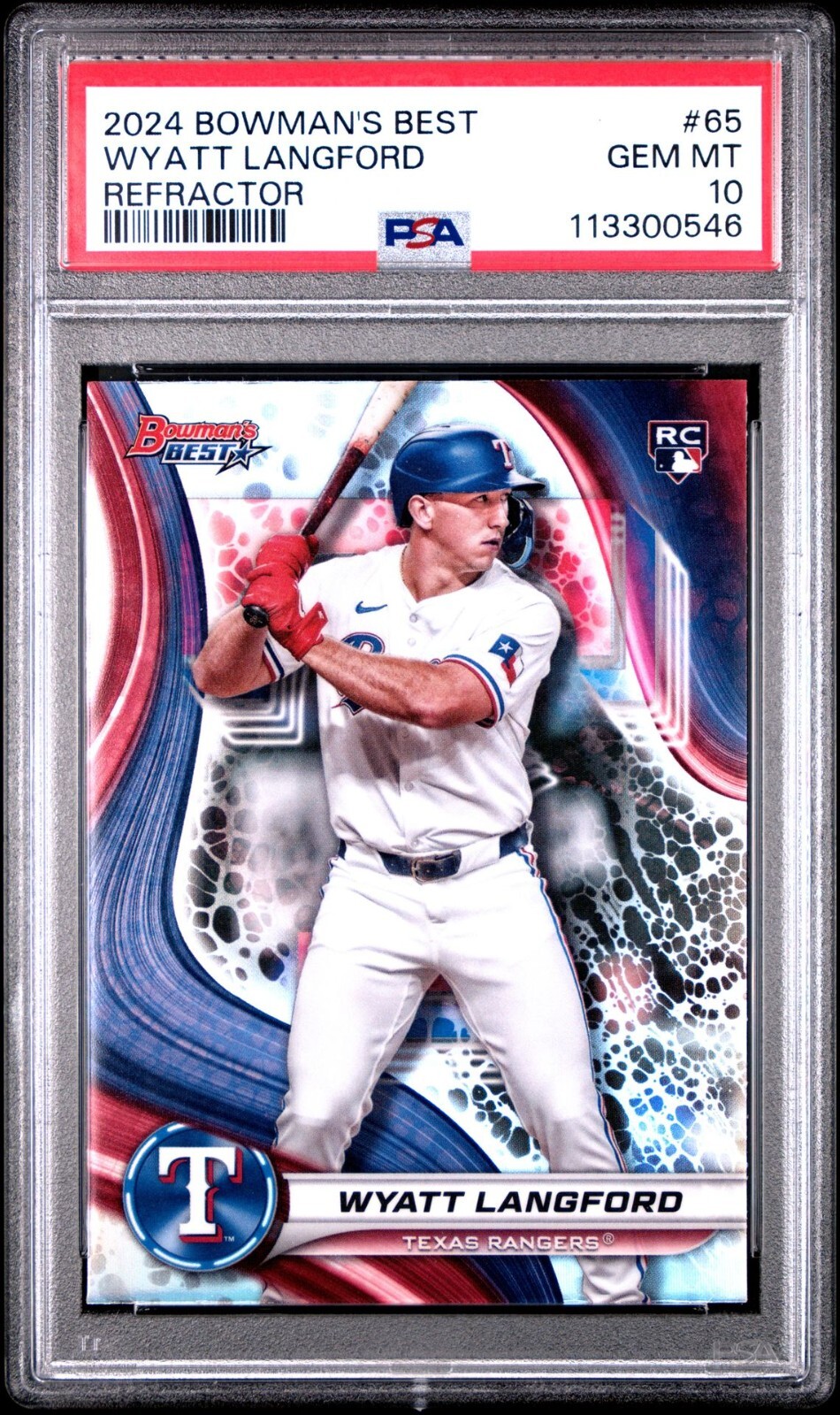 2024 BOWMAN'S BEST 65 WYATT LANGFORD REFRACTOR PSA 10