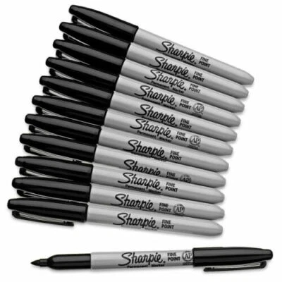 Sharpie Black Permanent Marker Pens – Fine Bullet Tip, Original & Genuine