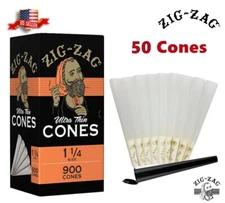 Zig-Zag® Ultra Thin Paper Cones 1 1/4 Size 50 Pack & Tube