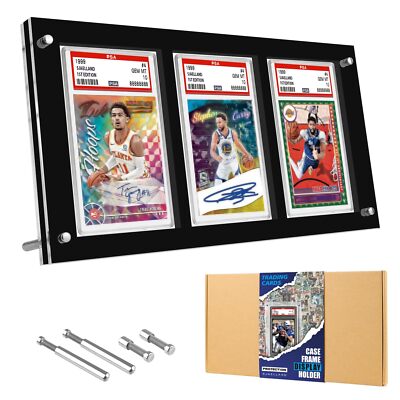 Black PSA Card Display Table Top Frame Stand - 3 Card Holder for