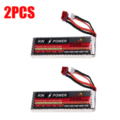 2Stück 2600mAh 7,4V 25C LiPo-Akku mit T-Stecker für WLTOYS 1/14 144001 RC Auto