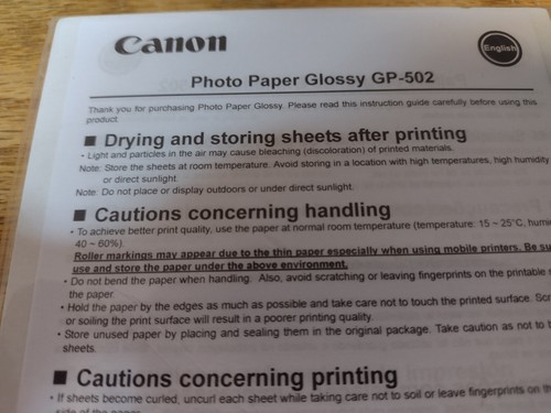 NEW 6 Pks Canon Inkjet Photo Paper Glossy 4x6 OEM GP-502 Still in Sealed Wrapper - Afbeelding 3 van 3