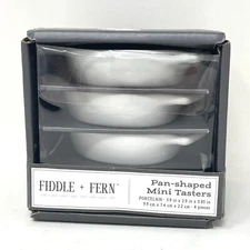 Fiddle + Fern Pan Shaped Bowl Mini Tasters 4 pieces Porcelain Appetizer Dishes
