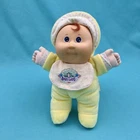Vintage Cabbage Patch Babyland Kids Plush Doll Rattle 10" Yellow Outfit 1987 80s