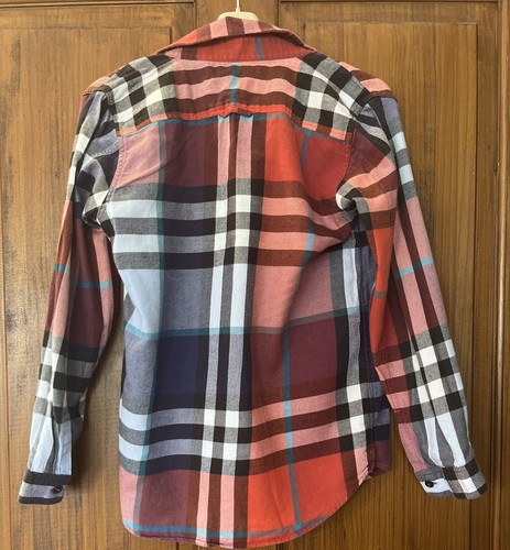 Burberry 10 years Boys Large Check Long Sleeved Shirt Blue Red & White - Picture 2 of 3