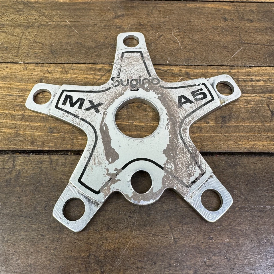 Bicicleta de carrera plateada Sugino MX A5 Spider Old School BMX aleación 110 BCD disco años 80 A3 Foto 4 de 4