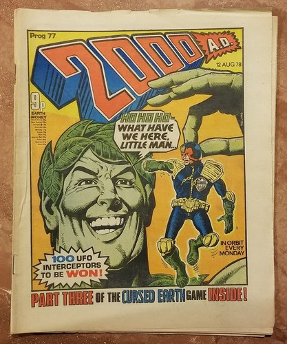 Vintage 2000 AD Prog #77 numero vietato giudice Dredd Jolly gigante verde senza marchio  - Foto 1 di 3