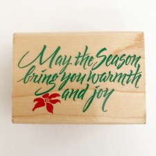 Hero Arts Rubber Stamp Warmth Sentiment Christmas Seasons Greetings Poinsettia