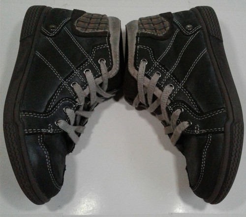 CLARKS Boys Lace Up Boots In Gray Leather w/ Plaid Accenting - Size 12 - Picture 12 of 15