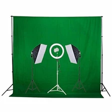 Fodoto 14" Bi-Color LED Ring Light Softbox Lighting Backdrop Stand Kit