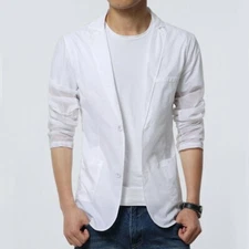 Men Notch Lapel Suit Jacket See-Through Long Sleeve Top Shirt Translucent Casual