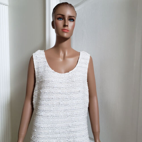 NUOVO ABITO SFILACCIATO TWEED BOUCLE ST.JOHN BELLISSIMO (BIANCO/CAVIALE) TAGLIA - 16 - Foto 3 di 12