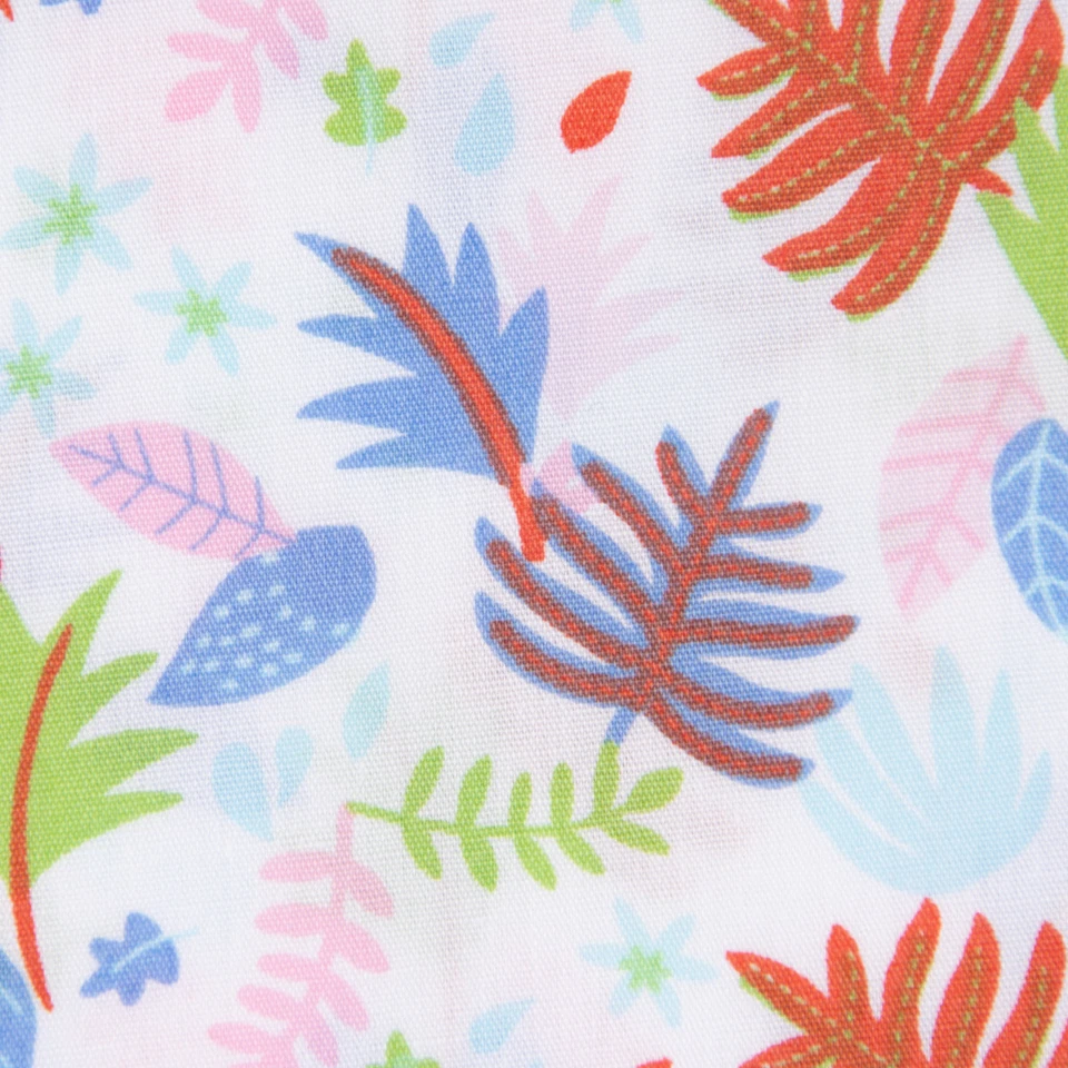 Baumwollstoff Palmenblätter Herbstblätter weiß blau grün orange rosa 1,4m Breite - Bild 2 von 4