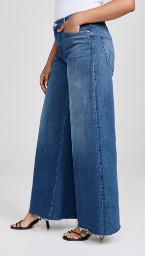 Mother The Swisher Sneak Fray Wide Leg Jean Womens 32 Punch Buggy Blue Raw Hem - Picture 4 of 13
