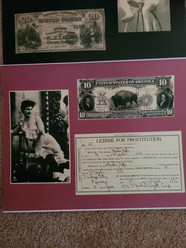 Prostitution Licenses 6 pc 11x14 1876 to 1893 most Sign Wyatt Earp Virgil Copy - Image 4 of 4