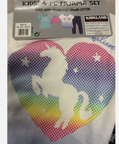 Kirkland Signature Kids' 4-PC Cotton PJ Set (MULTI\UNICORN\RAINBOW, 3T)NWT - Picture 4 of 4