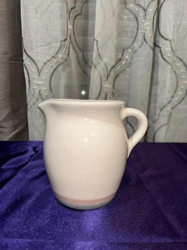 Vintage Pfaltzgraff Stoneware Creamer Aura Pink And Blue Bands
