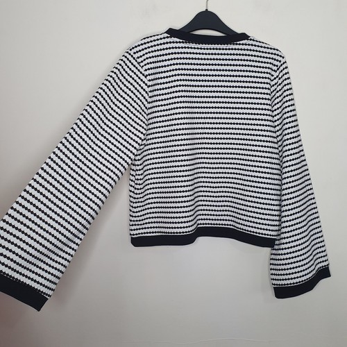 F&F Womens Black &White Stripe Jumper Flared Sleeves NEW Size UK 16 - Picture 13 of 14