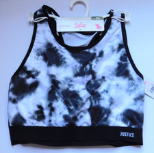 Justice TWO Sports Bras Size 38 Oh So Soft Seamless Black  Tie Dye Gray/Black
