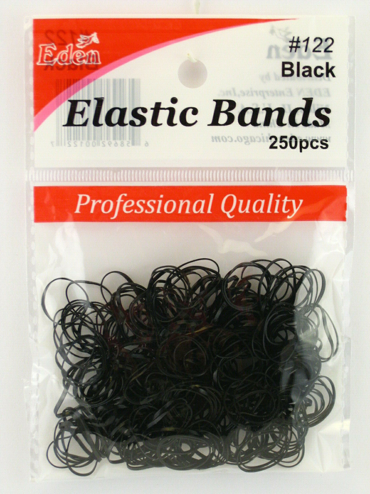 EDEN BLACK POLYBAND HAIR ELASTICS - 250 PCS. (00122)