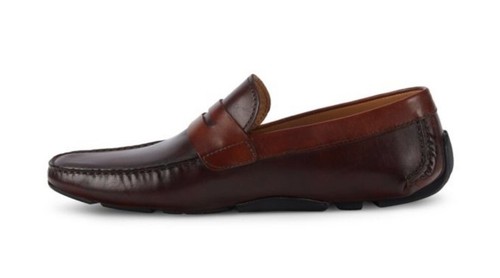 NIB Magnanni Dual-Tone Brown Leather Penny Detailed Drivers EU43/10US *Sold Out* - Picture 4 of 24
