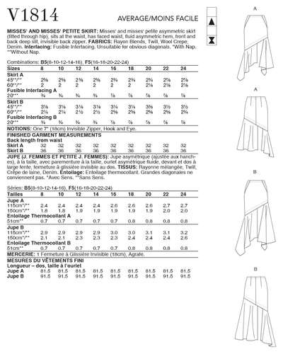 Vogue Pattern - Misses' & Misses' Petite Skirts 1814B5 - Imagen 2 de 2