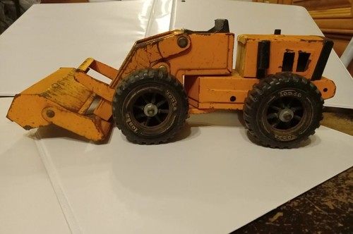 Vintage Pressed Steel Yellow Tonka Metal Loader Truck, Swivel  10"  - Picture 2 of 12