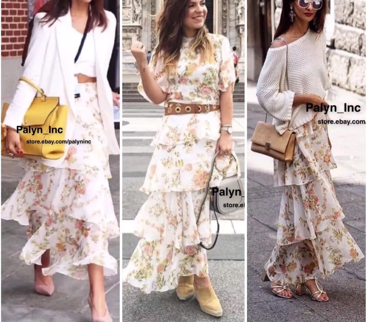 NWT ZARA VANILLA LONG FLORAL SKIRT WITH FRILLS 2626/789 | eBay
