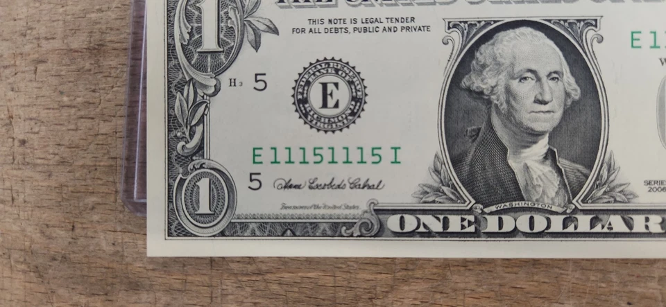 RARE $1 Binary Repeater One Dollar Note #E11151115I - Image 3 of 4