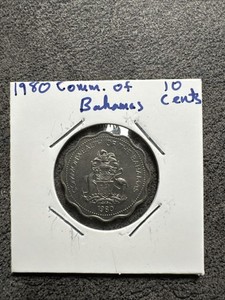 1980 Bahamas Ten Cents. Scallop Shape. 2 Fish. Non Magnetic.