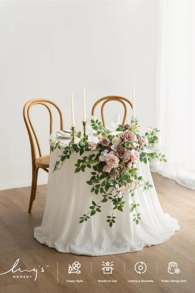 Ling's Moment Wedding Floral Swag Sweetheart Table Centerpieces, Dusty Rose - Image 4 of 4