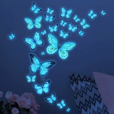 Luminous Butterfly Wall Stickers Blue Glow-in-the-Dark Decals Kids Room Decor