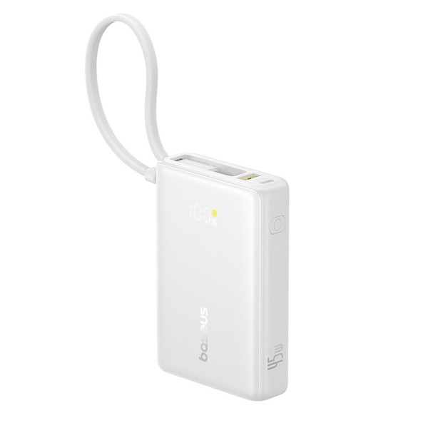 Picogo 10000Mah 45W USB-A/USB-C Powerbank Mit Integriertem Displaykabel - Weiß-image
