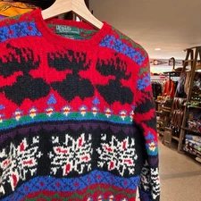 1990s Vintage POLO RALPH LAUREN Knit Sweatshirt Christmas Winter Wool Sweater