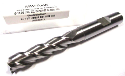 MW-TOOLS Schaftfräser lang HSS für Alu Ø11 x45x112 Z3 SchaftØ12 HB D6274