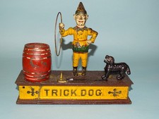 HUBLEY TRICK DOG CAST IRON MECHANICAL BANK