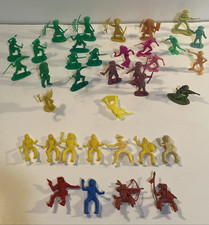 Vintage Plastic Figure Marx MPC Cowboys and Native American Indians qty36 Mini