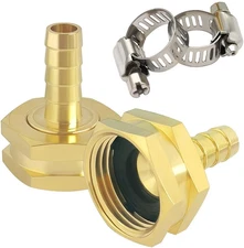 3/8" Barb X 3/4" GHT Female Garden Hose Swivel Adapter Heavy Duty Brass Hose Con