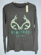Men’s Realtree Fishing Antler Hook Long Sleeve Graphic Tee Medium 38-40 NEW
