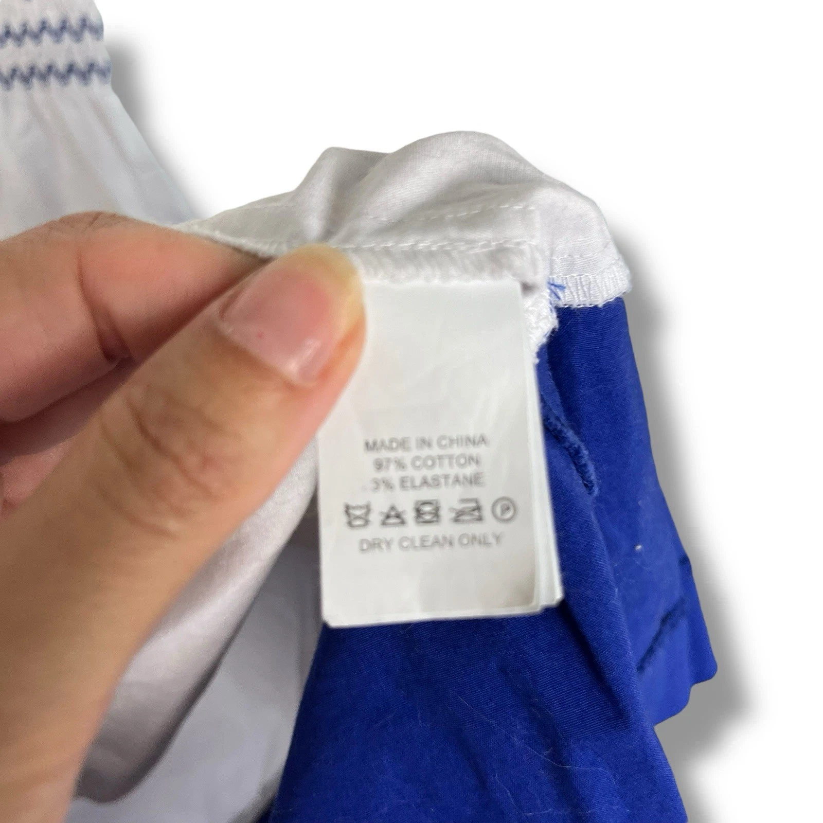 Abito Kate Spade New York popeline smocked grande bianco blu ricamo midi