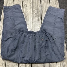 Vintage 80s 90s Nylon Windbreaker Pants Size Large Gray Wide Leg