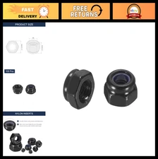 100Pcs M5 Nylon Insert Hex Lock Nuts - Carbon Steel Self-Locking Fasteners, Blac