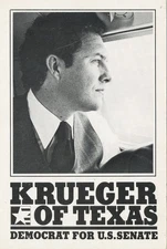 I support - Bob Krueger of Texas Democrat for US Senate - postcard