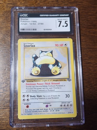 Pokemon Snorlax Jungle 1st Edition Non-Holo 27/64 CGC 7.5 Near-Mint+