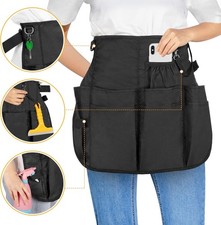 Cleaning Caddy Apron with 9 Pockets and Adjustable Waist Belt Black