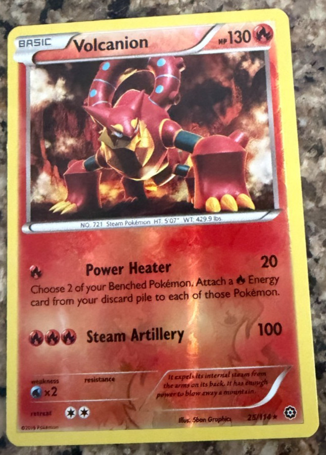 Volcanion 25/114 Steam Siege 2016 Pokémon TCG Basic Fire Rare Power Heater