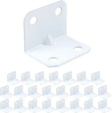 24 Pcs White L Bracket Angle Braces 1"x1.2"