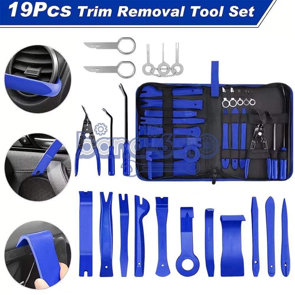 19Pcs Car Trim Removal Tool Set Hand Tools Pry Bar Panel Door Interior Clip Kit