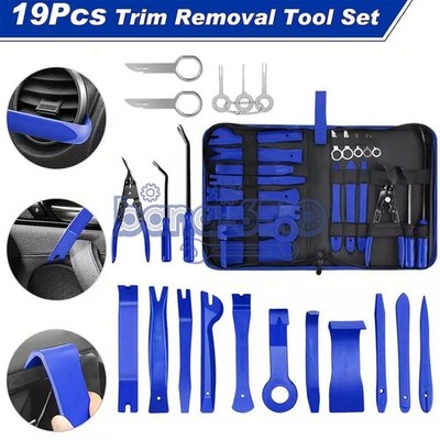 19Pcs Car Trim Removal Tool Set Hand Tools Pry Bar Panel Door Interior Clip Kit