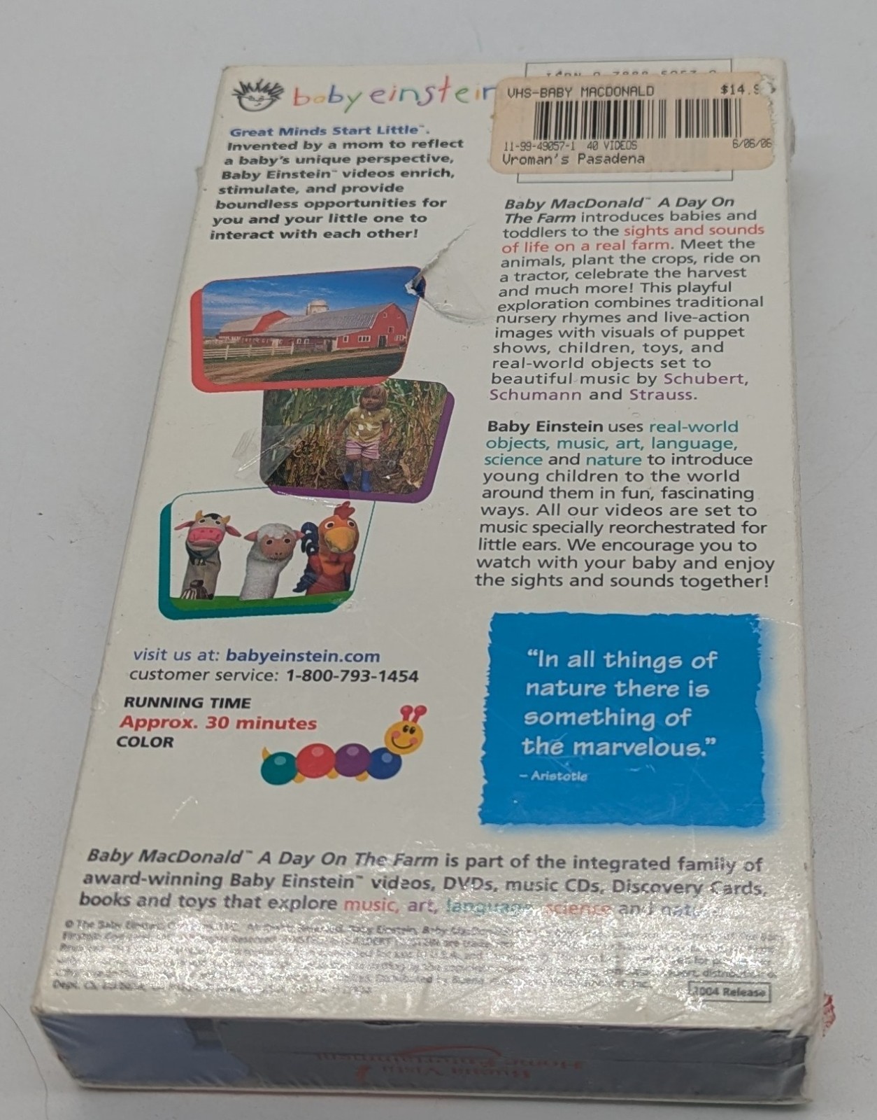 NIB Baby Einstein: Baby MacDonald: A Day on the Farm VHS Tape 2004 Disney, NEW